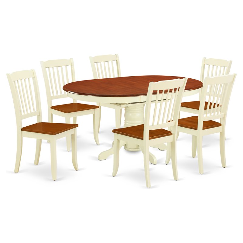 East West Furniture Kenley 7-piece Wood Dining Set with Slatted Chairs in Cherry