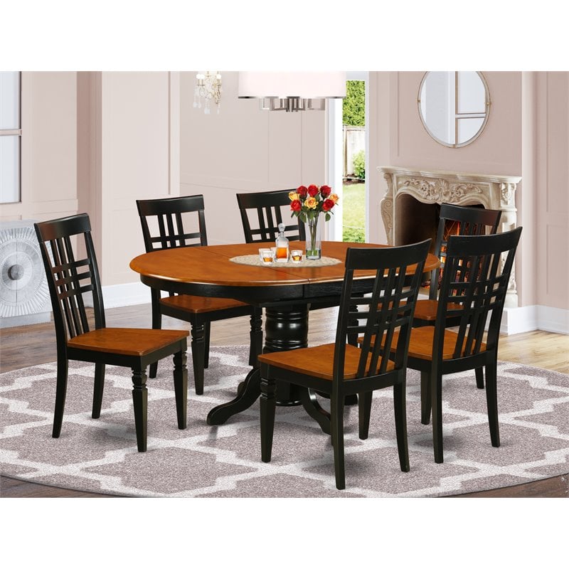 East West Furniture Kenley 7-piece Wood Dinette Table Set in Black/Cherry