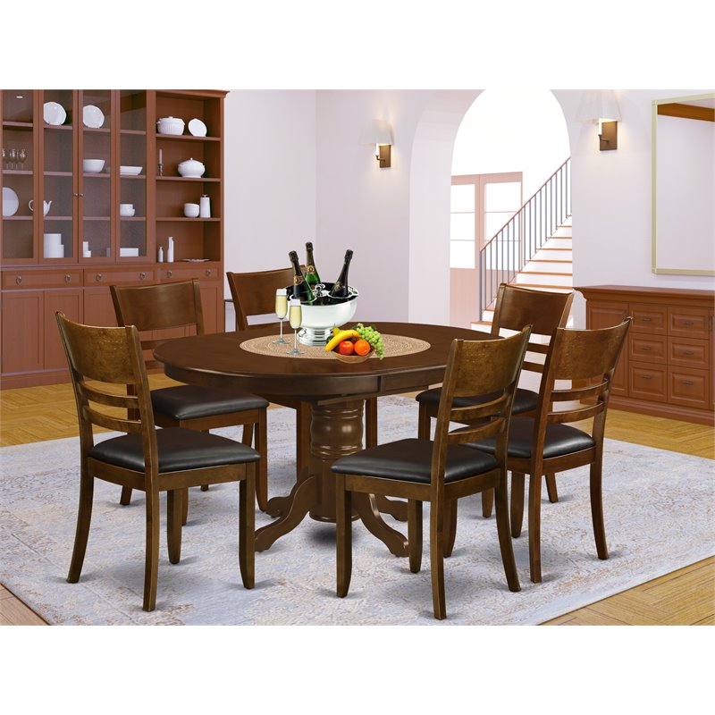 East West Furniture Kenley 7-piece Traditional Wood Dining Set in Espresso