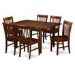 East West Furniture Milan 7-piece Wood Table and Dining Chairs in Mahogany