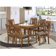East West Furniture Milan 7-piece Table and Dining Chair Set in Saddle Brown