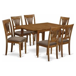 East West Furniture Milan 7-piece Table and Dining Chair Set in Saddle Brown