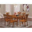 East West Furniture Milan 7-piece Wood Table and Dining Chairs in Saddle Brown