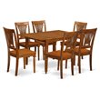 East West Furniture Milan 7-piece Wood Table and Dining Chairs in Saddle Brown