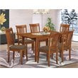 East West Furniture Milan 7-piece Kitchen Table and Chair Set in Saddle Brown