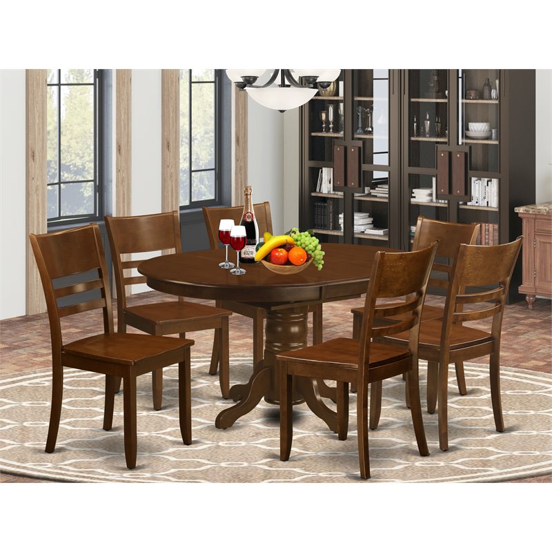 East West Furniture Kenley 7-piece Wood Dining Table Set in Espresso