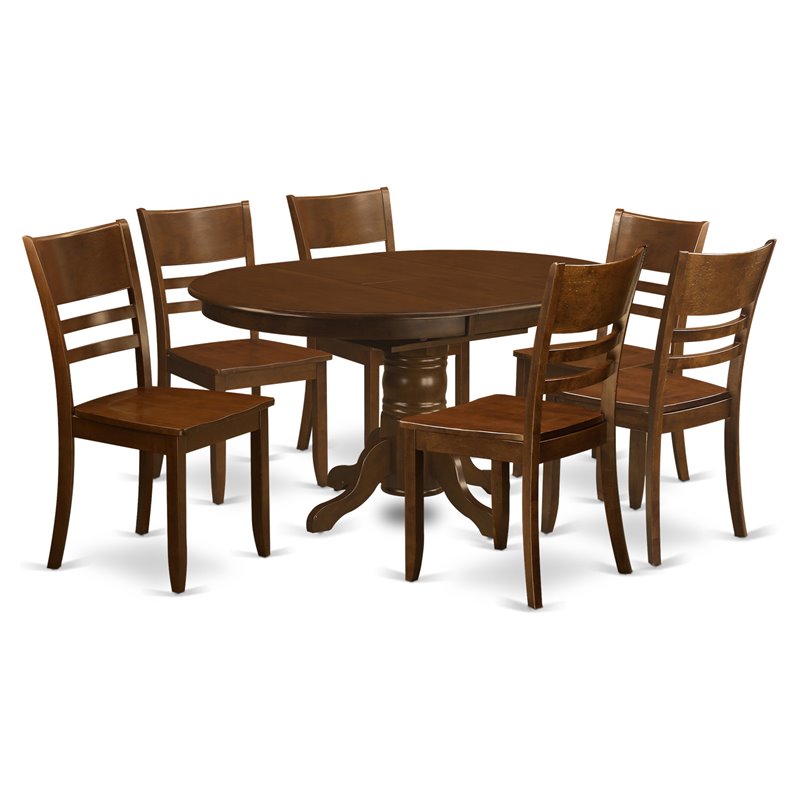 East West Furniture Kenley 7-piece Wood Dining Table Set in Espresso