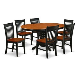 East West Furniture Kenley 7-piece Wood Dining Set in Black/Cherry