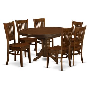 east west furniture kenley 7-piece wood dining table and chair set in espresso