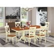 East West Furniture Napoleon 7-piece Wood Table and Dining Chair Set in Cherry