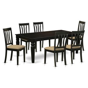 East West Furniture Logan 7-piece Wood Dining Room Set in Black