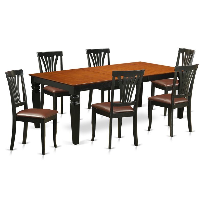 East West Furniture Logan 7-piece Wood Dining Table Set in Black/Cherry