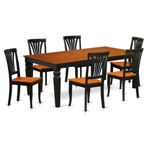 East West Furniture Logan 7-piece Wood Dinette Set in Black/Cherry