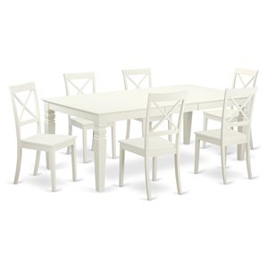 East West Furniture Logan 7-piece Wood Kitchen Set in Linen White