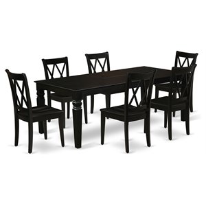 East West Furniture Logan 7-piece Wood Dining Room Table Set in Black