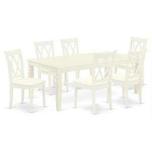 east west furniture logan 7-piece wood dinette set in linen white
