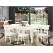 East West Furniture Logan 7-piece Wood Dining Table Set in Linen White