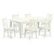 East West Furniture Logan 7-piece Wood Dining Table Set in Linen White