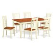 East West Furniture Nicoli 7-piece Dining Set w/ Wood Seat in Buttermilk/Cherry