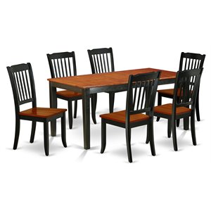 east west furniture nicoli 7-piece wood dining room set in black/cherry