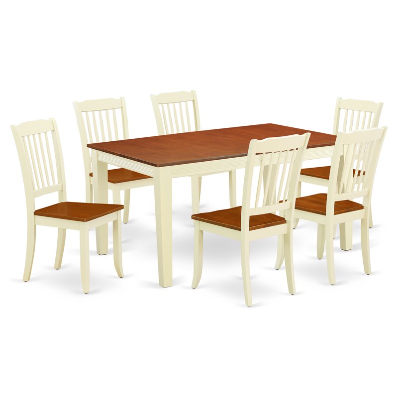 East West Furniture Nicoli 7-piece Wood Dining Table and Chair Set in Cherry