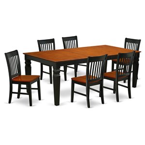East West Furniture Logan 7-piece Wood Table and Dining Chairs in Black/Cherry