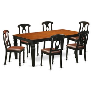 East West Furniture Logan 7-piece Wood Kitchen Table and Chair Set in Cherry