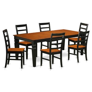 East West Furniture Logan 7-piece Wood Dinette Table Set in Black/Cherry