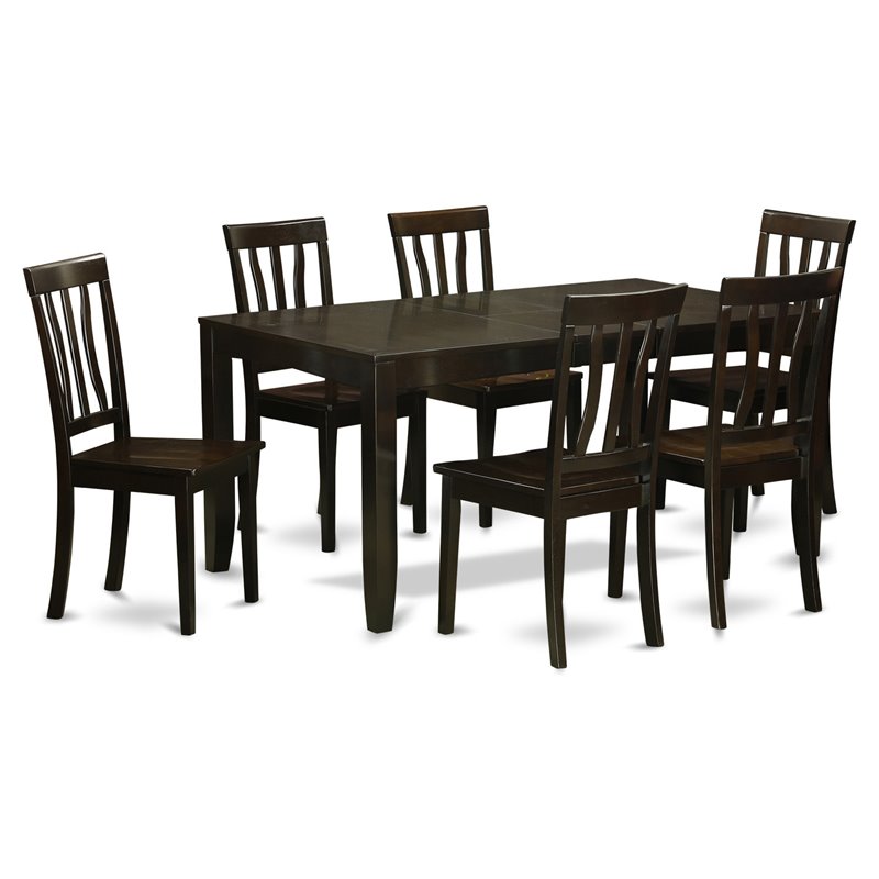 East West Furniture Lynfield 7-piece Wood Dining Room Set in Cappuccino