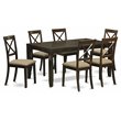 East West Furniture Lynfield 7-piece Dining Set with Linen Seat in Cappuccino