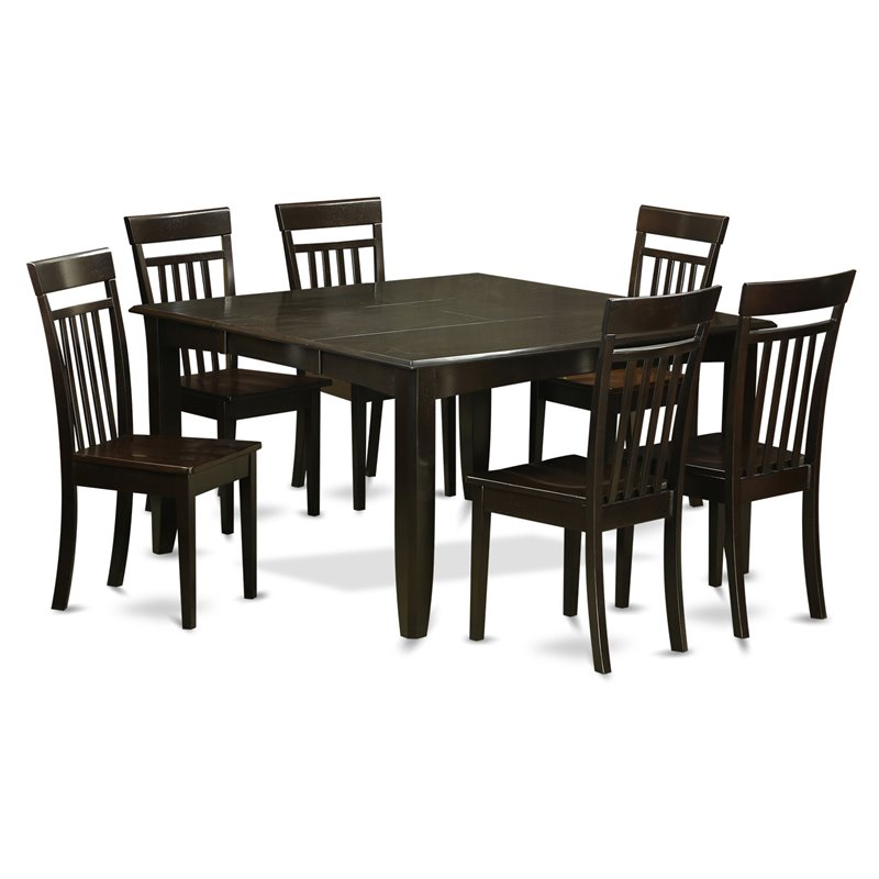 East West Furniture Parfait 7-piece Wood Dining Room Table Set in Cappuccino