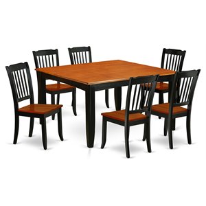 East West Furniture Parfait 7-piece Dining Table and Chairs in Black/Cherry