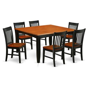 East West Furniture Parfait 7-piece Kitchen Table and Chairs in Black/Cherry