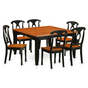 East West Furniture Parfait 7-piece Table and Dining Chairs in Black/Cherry