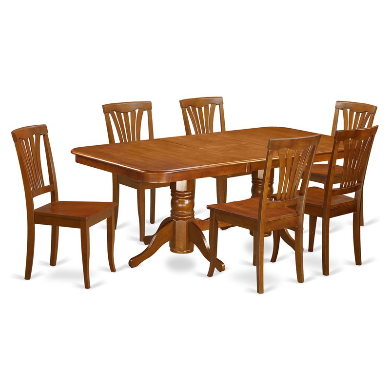 East West Furniture Napoleon 7-piece Wood Kitchen Set in Saddle Brown