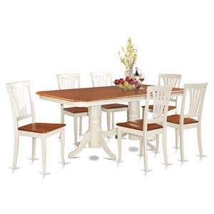 east west furniture napoleon 7-piece wood dining table set in buttermilk/cherry