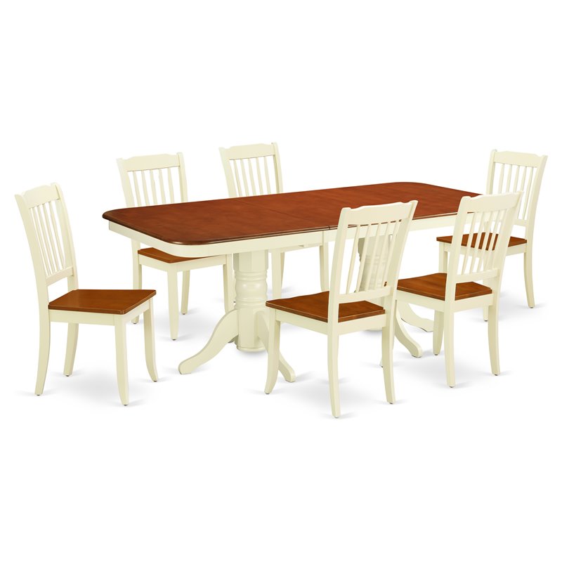 East West Furniture Napoleon 7-piece Dining Set with Slatted Chairs in Cherry