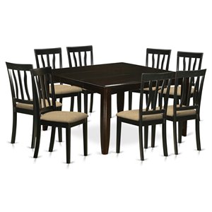 East West Furniture Parfait 7-piece Dining Set with Cushion Seat in Cappuccino