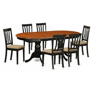 East West Furniture Plainville 7-piece Dining Set with Linen Seat in Cherry