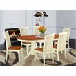 East West Furniture Plainville 7-piece Wood Dining Table and Chairs in Cherry