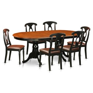 east west furniture plainville 7-piece dining room table set in black/cherry