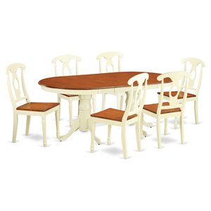 East West Furniture Plainville 7-piece Wood Table and Dining Chair Set in Cherry