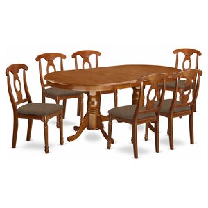 east west furniture plainville 7-piece dining set with cushion seat in brown