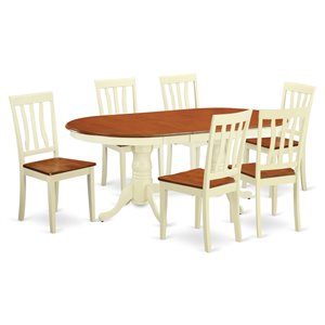 East West Furniture Plainville 7-piece Wood Dining Room Set in Cherry
