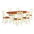 East West Furniture Plainville 7-piece Wood Dining Table and Chair Set in Cherry
