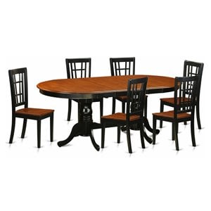 East West Furniture Plainville 7-piece Table and Dining Chairs in Black/Cherry