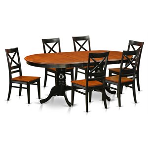 East West Furniture Plainville 7-piece Wood Dinette Set in Black/Cherry