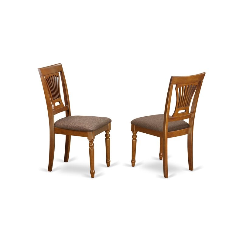 East West Furniture Portland 7-piece Table and Dining Chairs in Saddle Brown