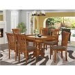 East West Furniture Portland 7-piece Wood Dining Table Set in Saddle Brown
