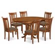 East West Furniture Portland 7-piece Wood Dining Table Set in Saddle Brown